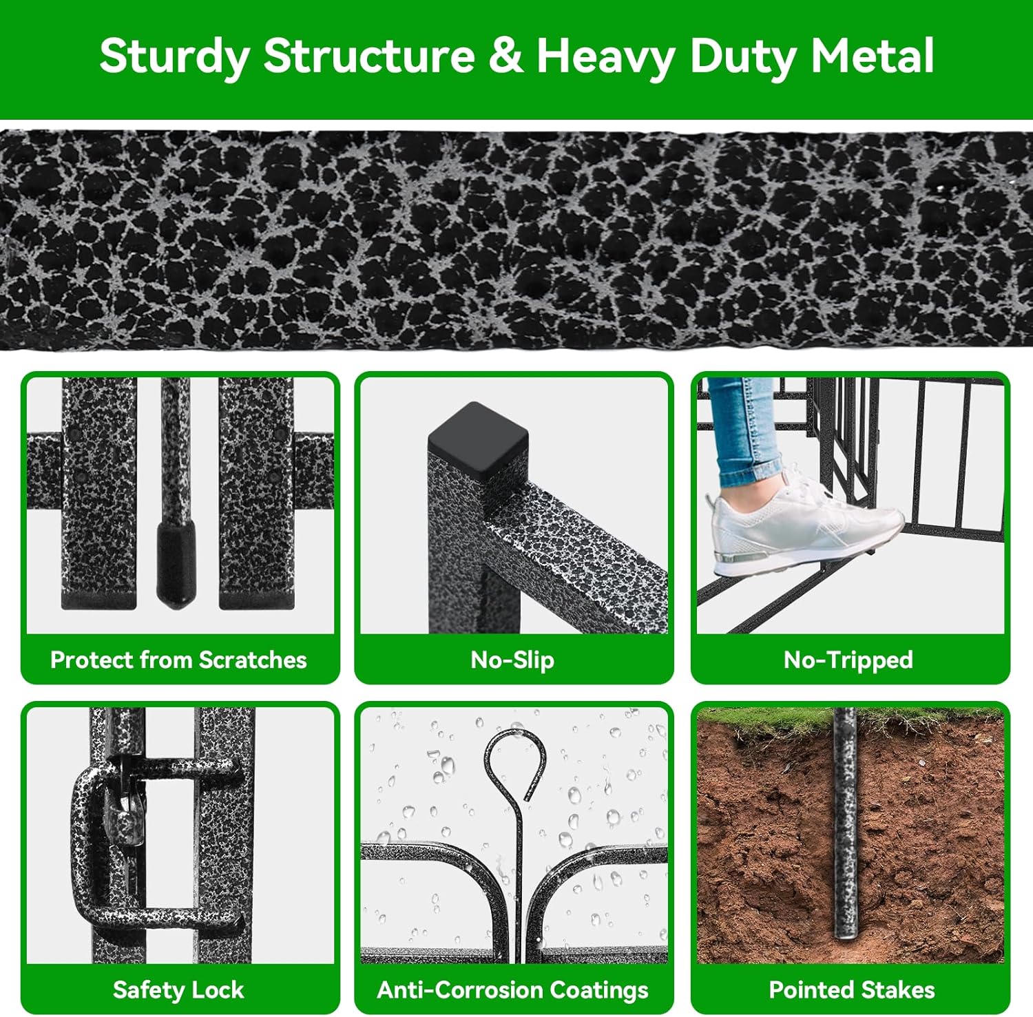 Dog Playpen Outdoor 8 Panels Heavy Duty Dog Fence 47" Height with Thick Pipe Anti-Rust with Doors Portable for RV Camping Yard, Total 18FT, 25 Sq.ft, Snowy Black