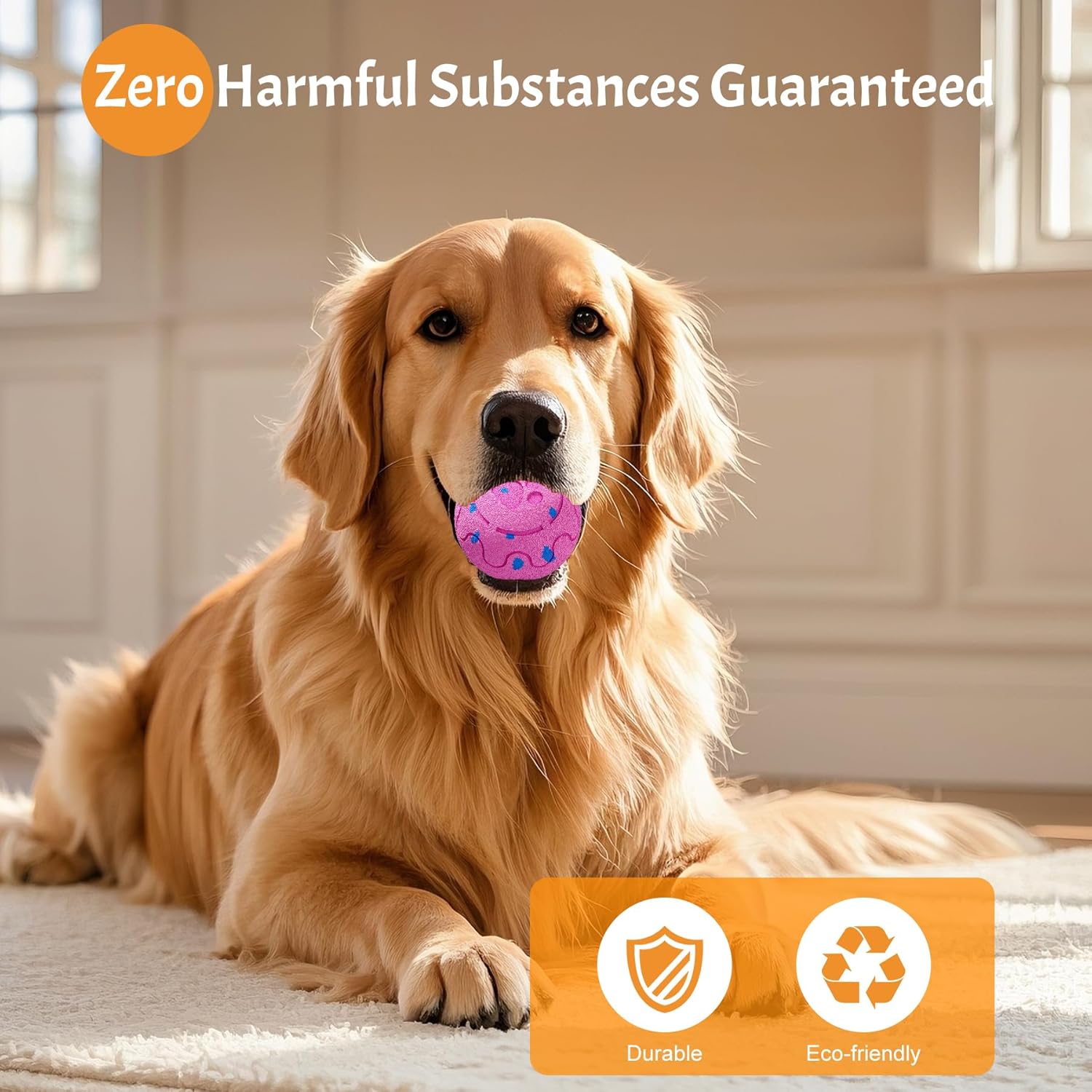 Dog Balls: Interactive Dog Ball, Self-Moving Dog Toy with Auto-Rolling & Bouncing, E-TPU Material, IP54 Waterproof, Motion-Activated, for Small/Medium/Large Dogs (Pink)