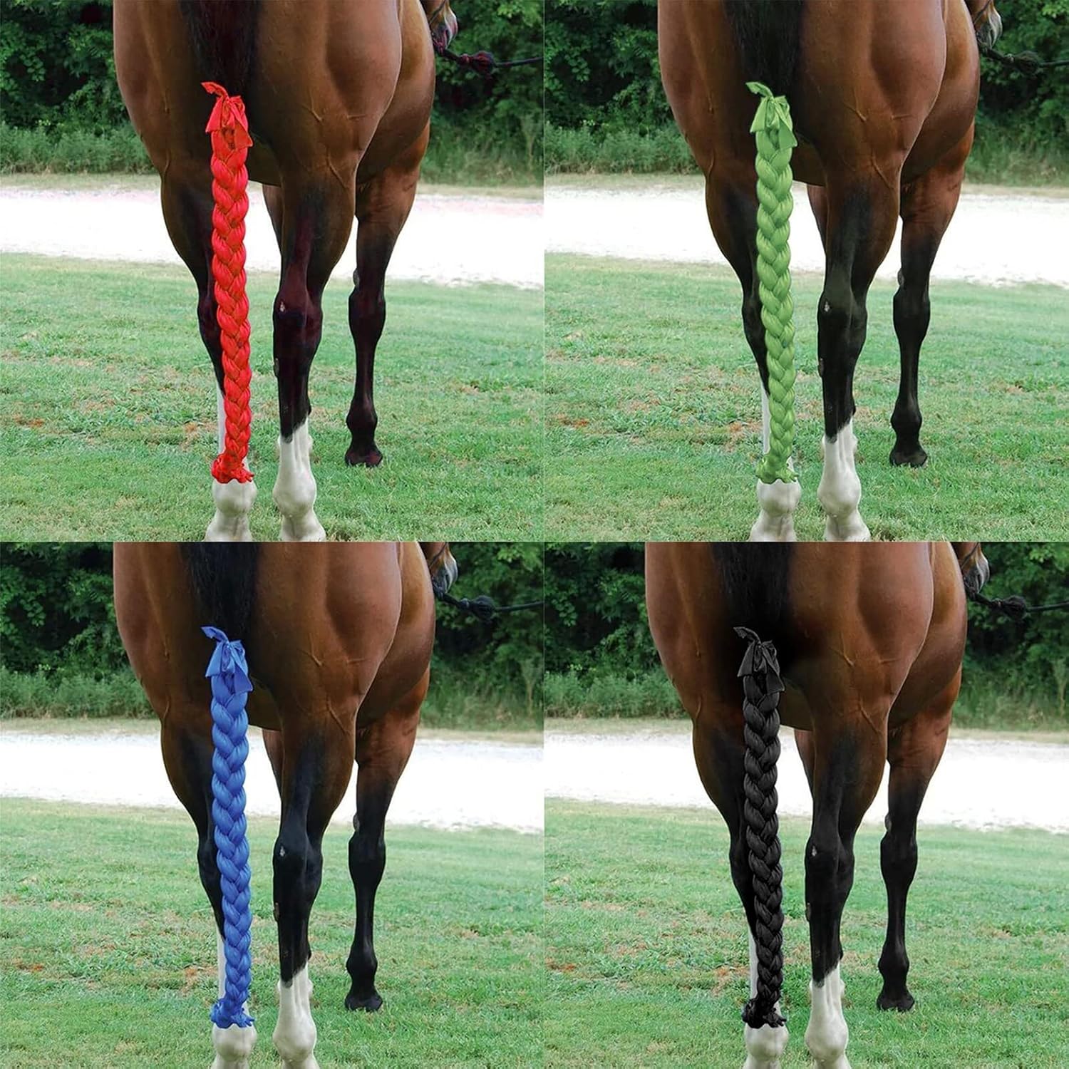 Ponytail Horse Tail Bag, 3 Tube Durable Braid-in Tail Bag (Blue)