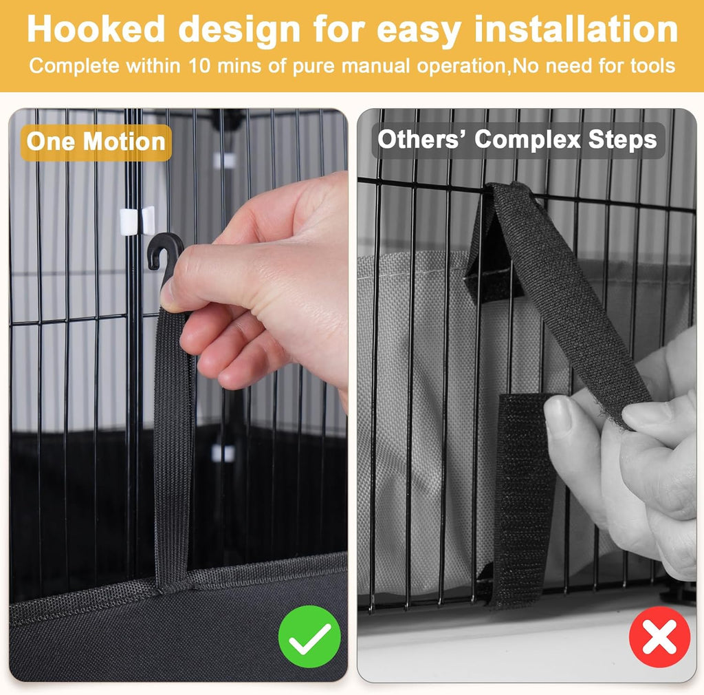 Tresbro Guinea Pig Cage with Top Cover & 12 Panels, Triple Fixing Measures Small Animal Playpen with Waterproof PVC Liner & One-Motion Hooks, 48 x 24 x 16 C&C Grids Cage for Bunny, Hedgehog, Hamster