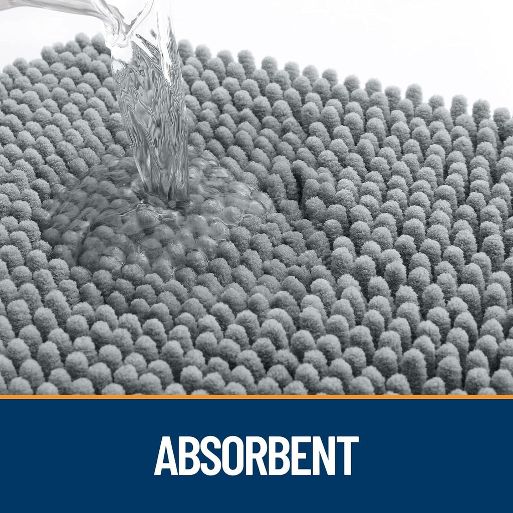 OLANLY Door Mat for Muddy Dog Paws 36x24, Ultra Absorbent Chenille Mud Doormat with Paw Print Design, Non-Slip Washable Doormat for Indoor Entryway, Quick-Dry Pet Bed Mats for Dirty Dogs, Grey
