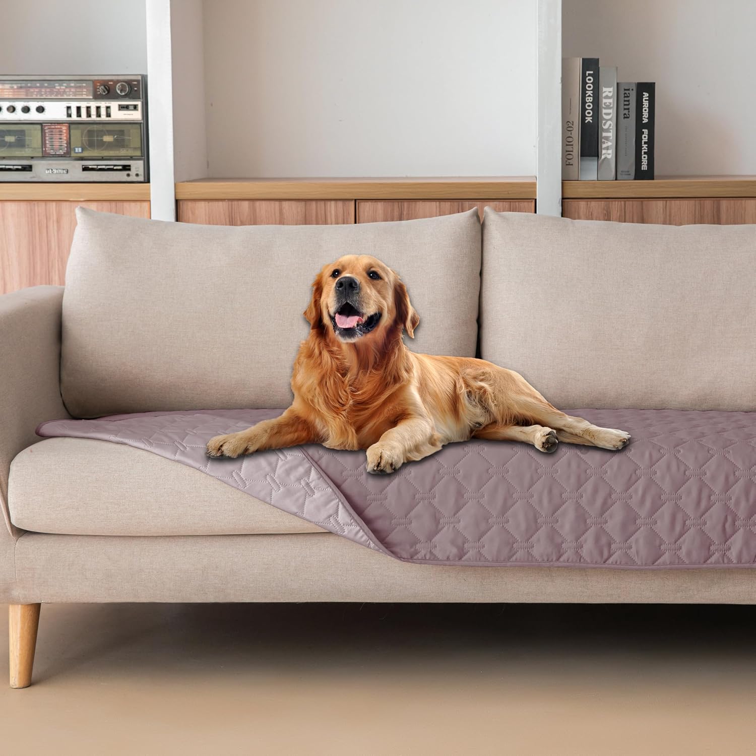 gogobunny 100% Double Sided Waterproof Dog Blanket Soft Pet Bed Cover Reversible Protect Furniture Couch Sofa Car for Puppy Cat Kids (Dark Sea Fog/Light Sea Fog, 30x80 Inch (Pack of 1))