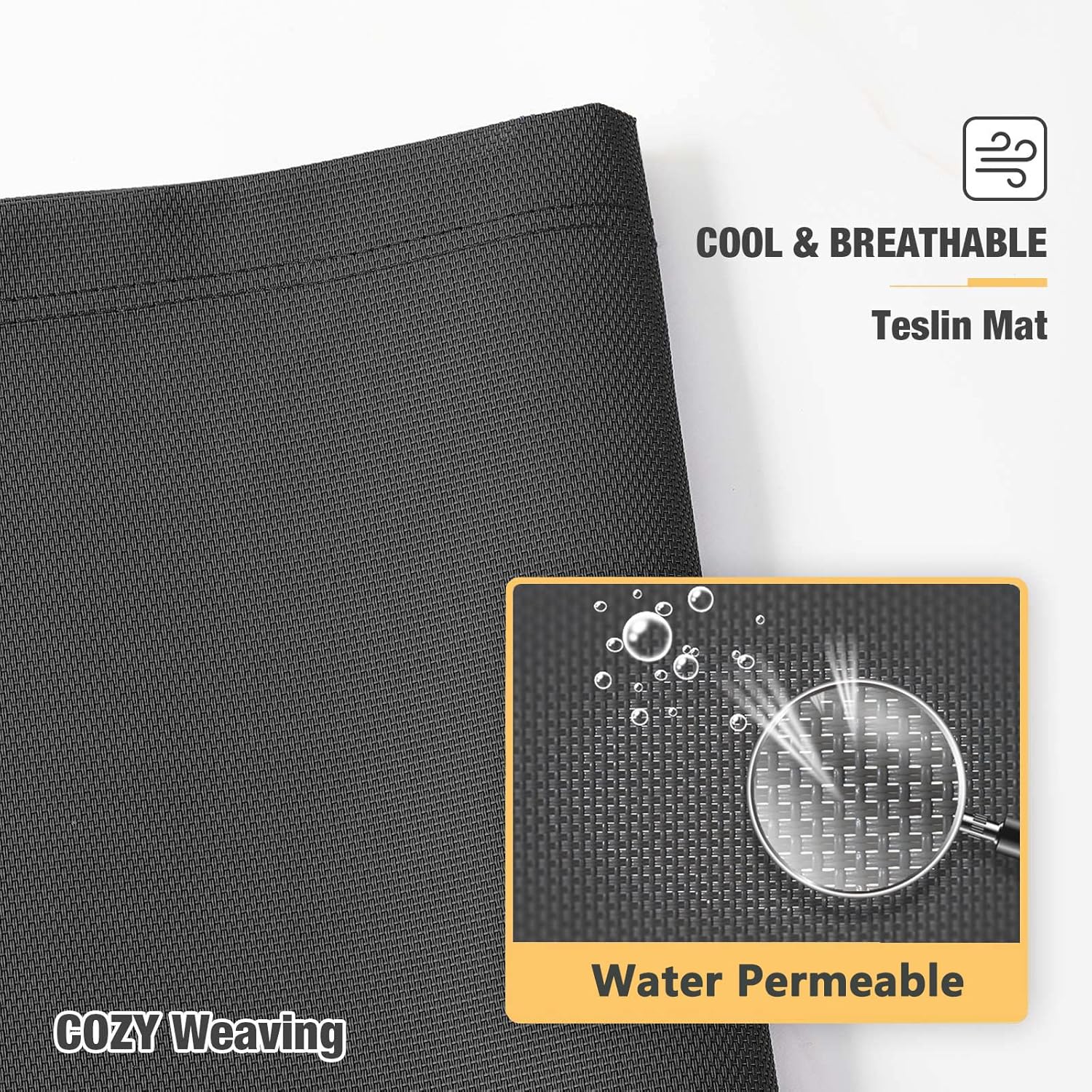 Veehoo Chew Proof Elevated Dog Bed - Cooling Raised Pet Cot - Silver Aluminum Frame and Durable Textilene Mesh Fabric, Unique Designed No-Slip Feet for Indoor or Outdoor Use, Black, 42"x 31"