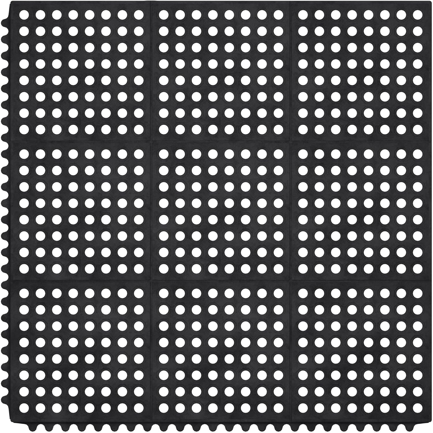 Ottomanson Heavy Duty Rubber Floor Mat – Non-Slip, Waterproof, Easy to Clean – Anti-Fatigue Mat for Commercial Kitchens, Restaurants, Workshops – Oil Resistant, Hose Washable – 36" x 36", Black