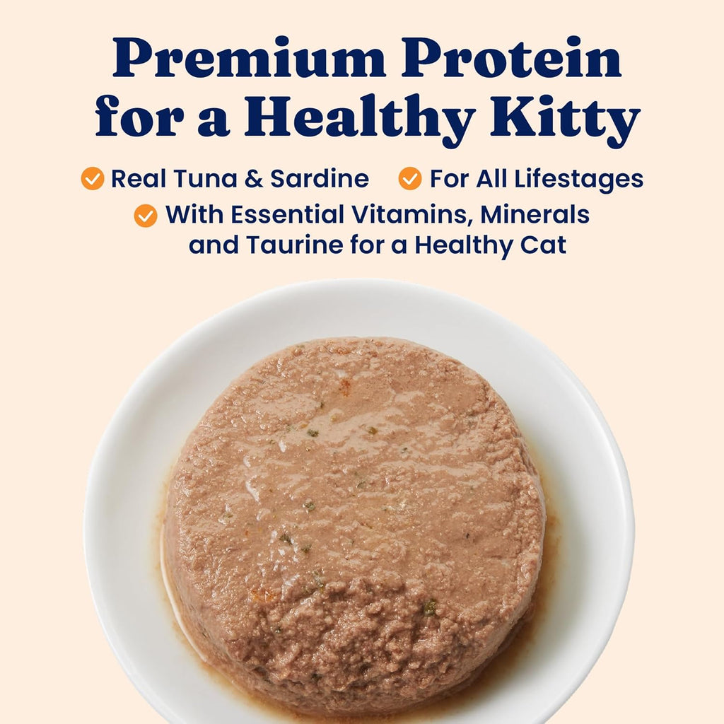 Solid Gold Wet Cat Food Pate - Healthy Canned Cat Food Pate w/Real Tuna & Sardine, Omega Fatty Acids, Vitamins & Minerals - Grain Free & Gluten Free Can Meals for Cats & Kittens - 24ct/3oz Can