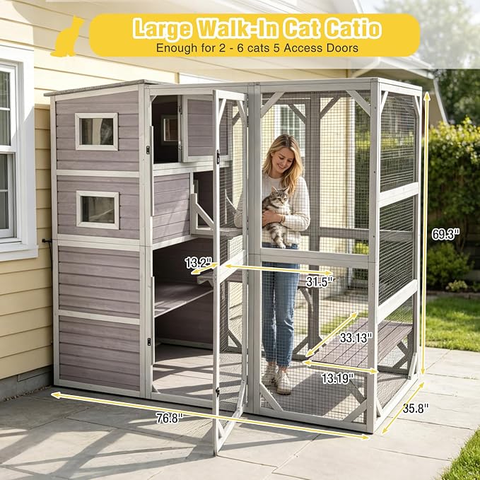 Aivituvin Catio Cat Enclosure Large Window Cat House - Image 6