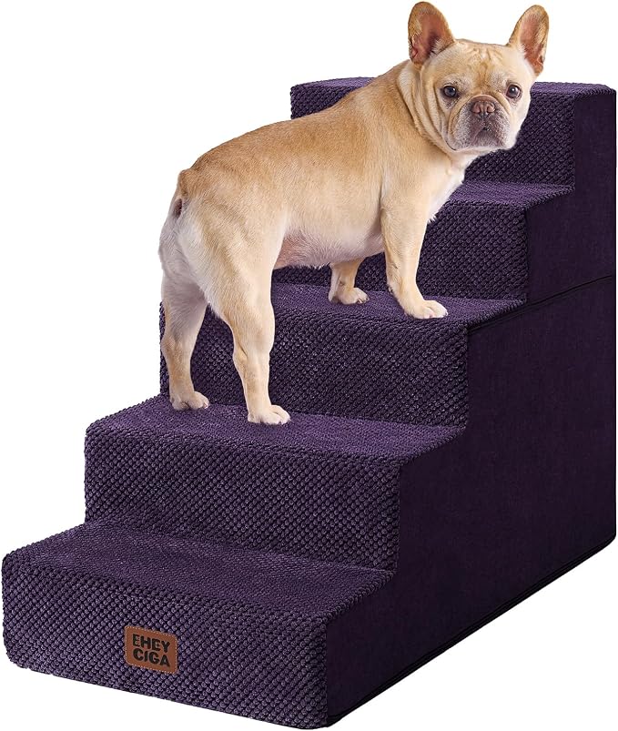 EHEYCIGA Dog Stairs for High Bed 22.5" H, 5-Step Dog Steps for Bed, Pet Steps by EHEYCIGA