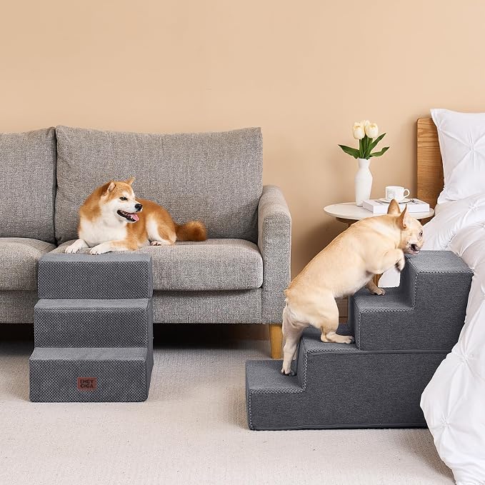 EHEYCIGA Dog Stairs for Bed 20" H, 4-Step Extra Wide Dog Steps for High Bed - Image 5