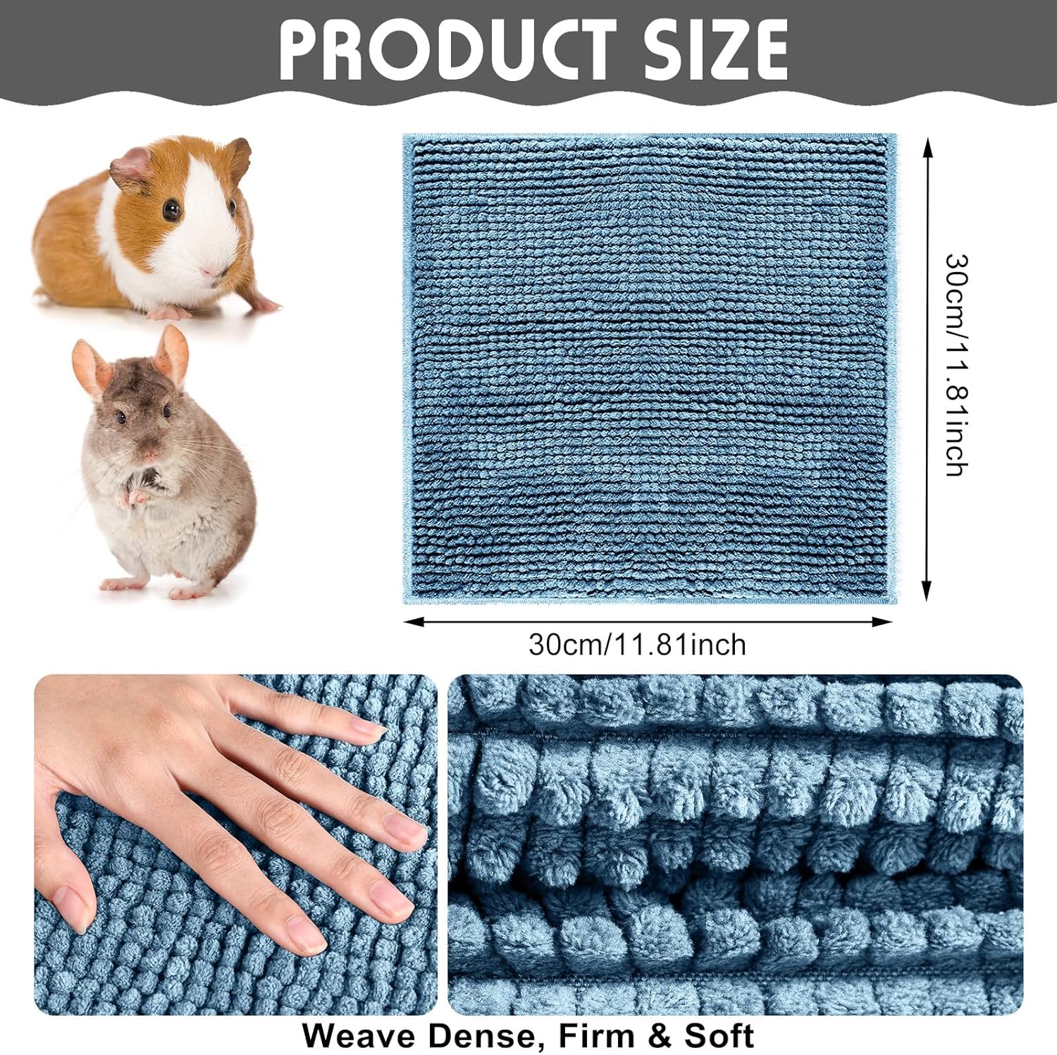 Amylove 4 Pcs Guinea Pig Cage Liner Guinea Pig Bedding Washable Fleece Pee Pads Reusable Small Animals Training Mat Small Animal Sleeping Bed for Bunny Hamster(Mixed Colors,12 x 12 Inch)