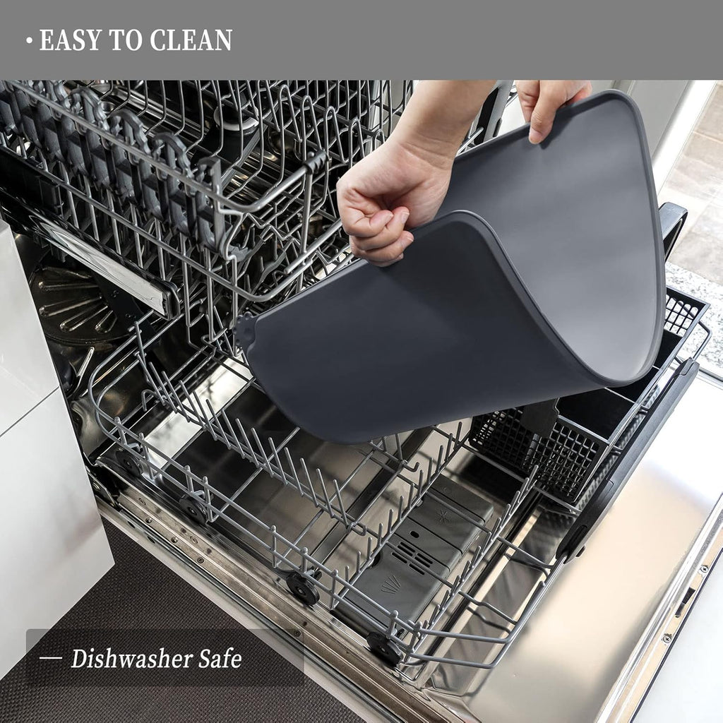 Waterproof Pet Feeding Mat with High Raised Edges, Heavier and Thicker Placemats for Cat Dog Water Bowl with BPA Free, Dogs Cats Food Mats for Messy Drinkers to Prevent Spill and Protect Floors