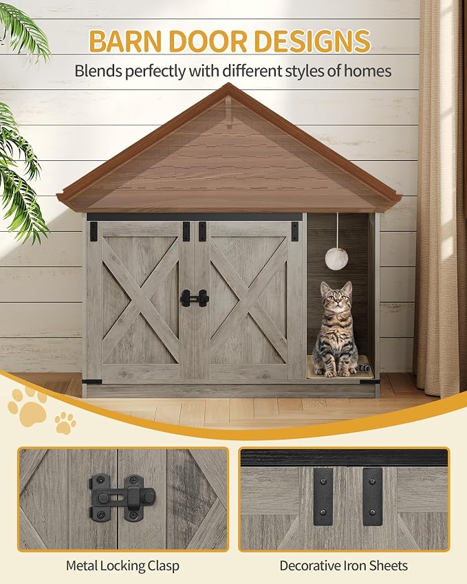 Hzuaneri Cat Litter Box Enclosure, Hidden Litter Box Cabinet Furniture - Image 6