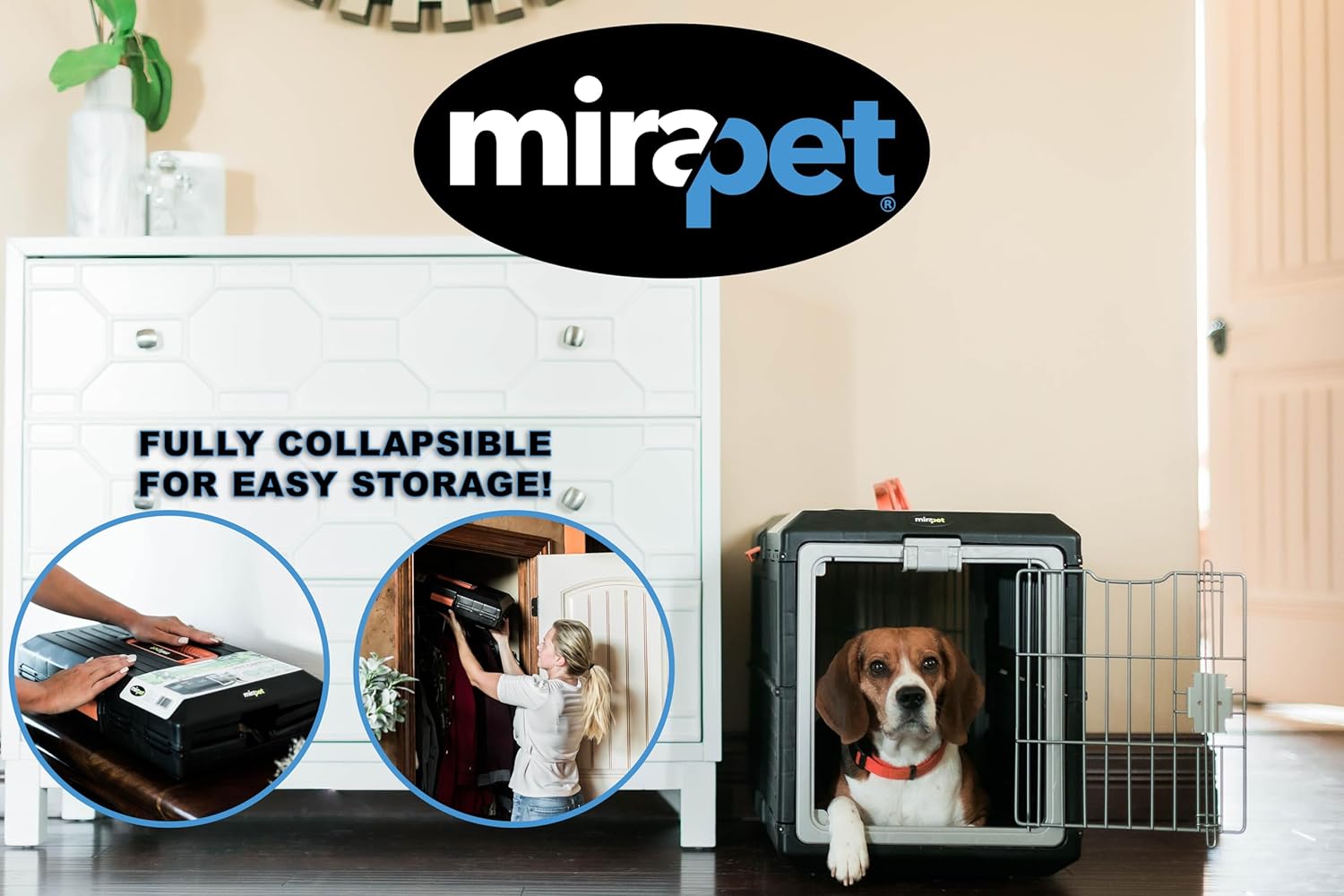USA Pet Carrier & Crate 26" - Premium Collapsible Design for Medium Cats and Dogs - Portable Kennel for Indoor/Outdoor Use - 360-Degree Ventilation & Hard Plastic Wall Protection