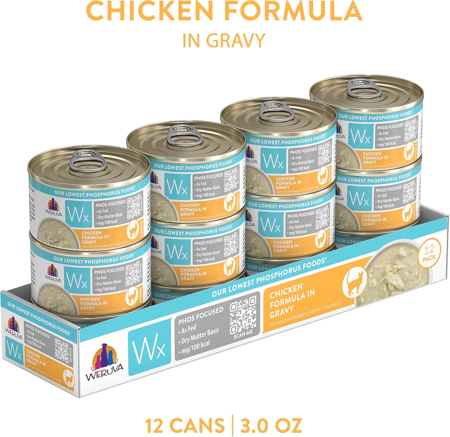 Weruva Wx Phos Focused, Chicken Formula in Gravy, 3oz Can (Pack of 12)