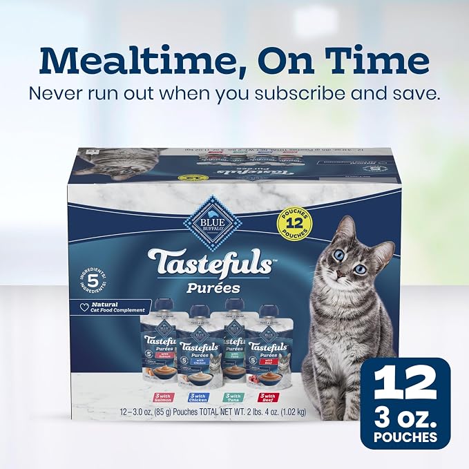 Blue Buffalo Tastefuls Purées Variety Pack Wet Cat Food Complement Made - Image 10
