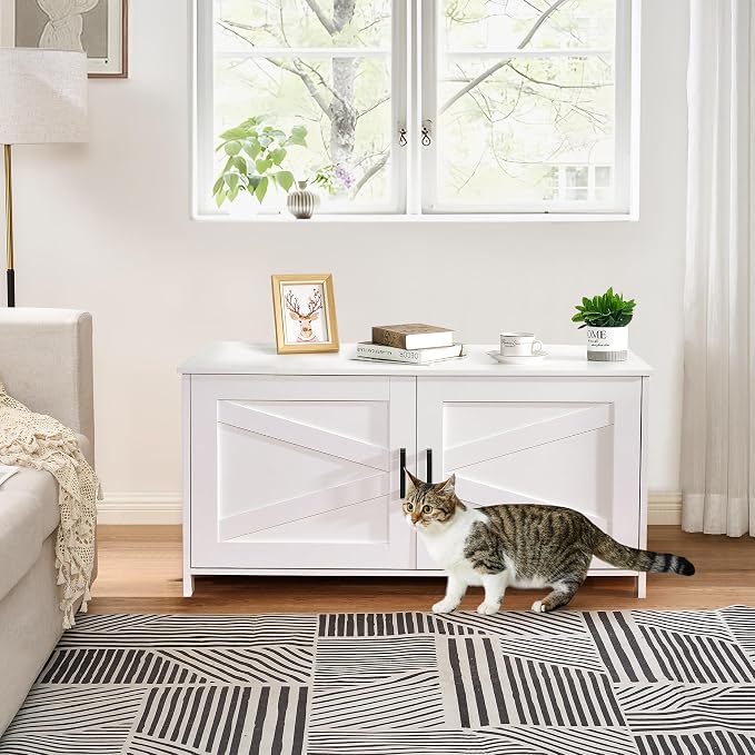 Homhedy 39.4" L Cat Litter Box Enclosure, Pet House - Image 7