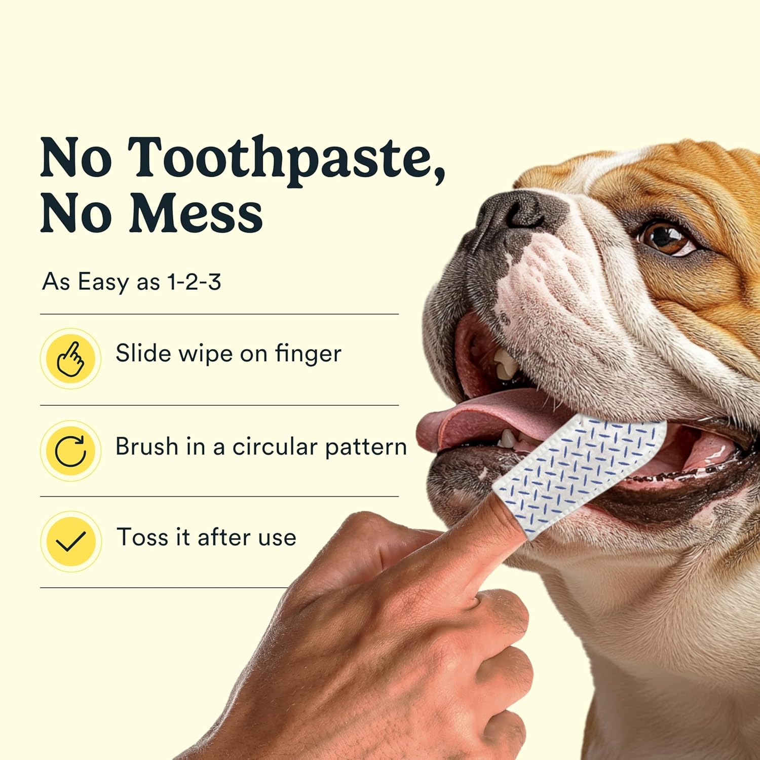 Jasper Dog Dental Wipes, Dog Finger Toothbrush Disposable, Tooth Brush Cleaning Wipes, Pet Teeth Cleaning Dental Care, 60 Count, Coconut
