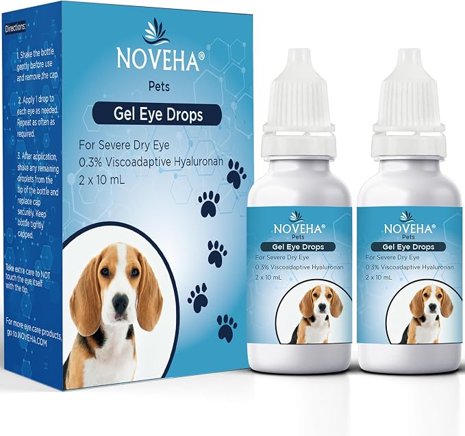 NOVEHA Pet Gel Eye Drops with 0.3% Viscoadaptive Hyaluronan | Eye Solution by NOVEHA