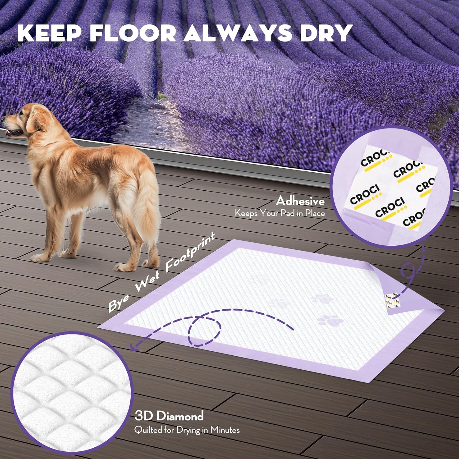 CROCI Dog Pads Extra Large 30x36in, Puppy Pads with Adhesive Tabs Super Absorbent Up to 10 Cups, Disposable (40 Counts)