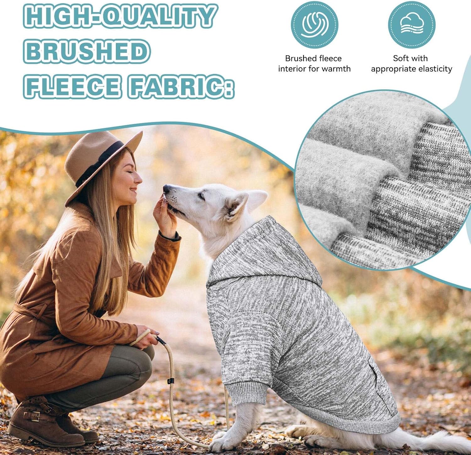Dog Sweaters for Large Dogs Dog Hoodie Fleece Dog Sweater Soft Dog Clothes Sweatshirt with Pocket Dog Hoodie for Large Dogs(Grey&L)