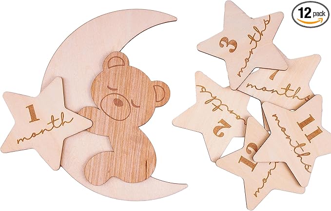Daisy 3D Baby Monthly Milestone, Wooden Baby Milestone Signs, Monthly Milestone Wood Discs, Baby Milestone Discs (A23)
