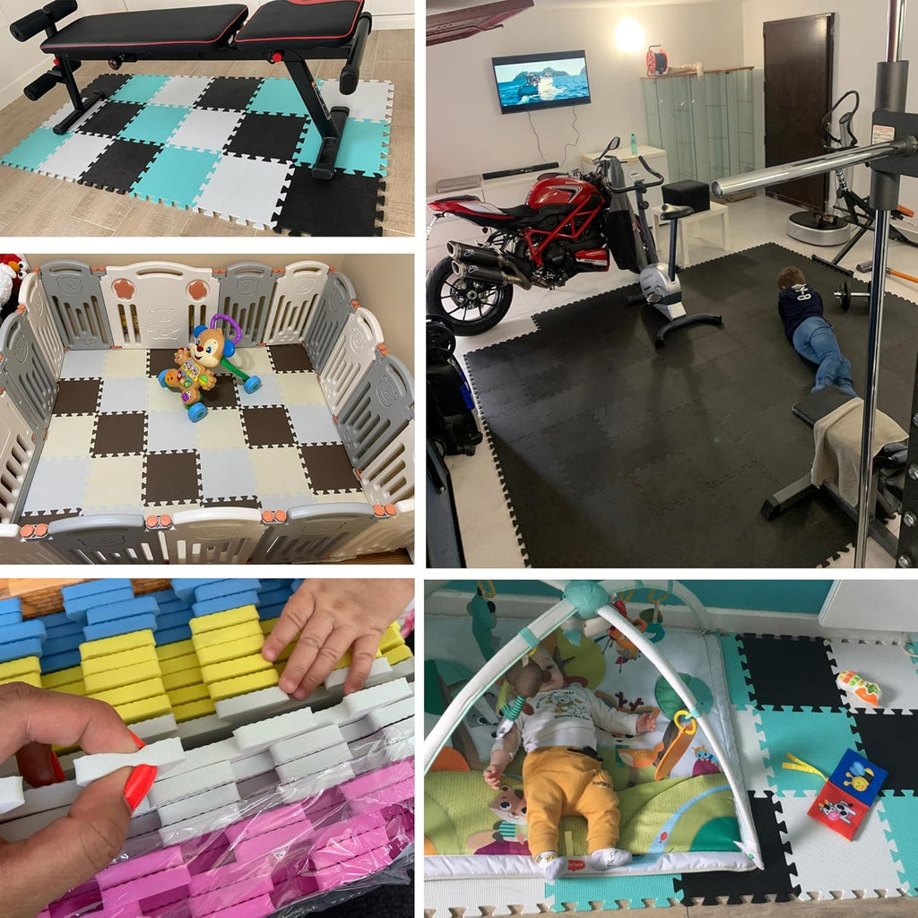 MQIAOHAM® 25 Pieces Puzzle Play Mats, Soft Baby Play Mat, Kids Interlocking Foam Floor Tiles, Toddlers Carpet Playmats G301025-101109112