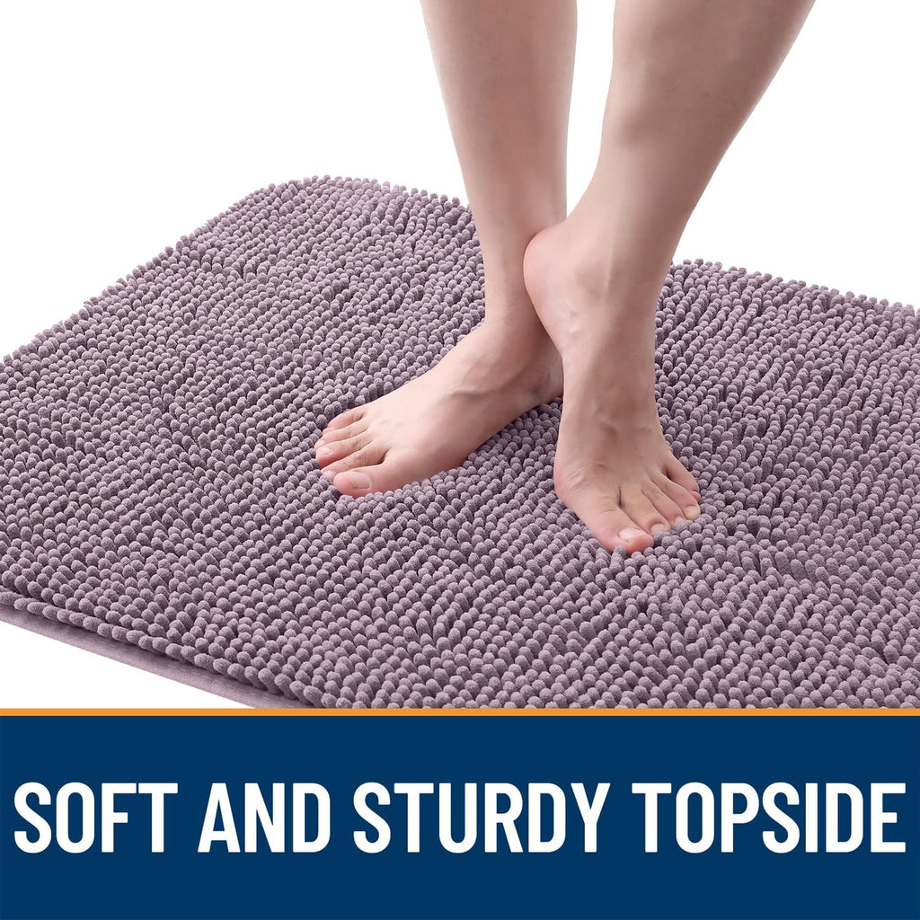 OLANLY Dog Door Mat for Muddy Paws 34x21, Absorbs Moisture and Dirt, Absorbent Non-Slip Washable Doormat, Quick Dry Chenille Mud Mat for Dogs, Entry Indoor Entryway Carpet for Inside Floor, Deep Plum