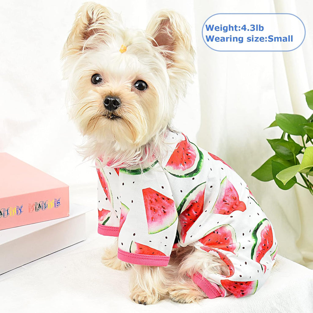 Dog Pajamas for Small Dogs - Dog Pjs - Cute Dog Pet Clothes Onesies Outfits for Doggie Girl Summer Shirts Sleeper for Pet Cats Jammies Puppy Teacup Clothes, Red