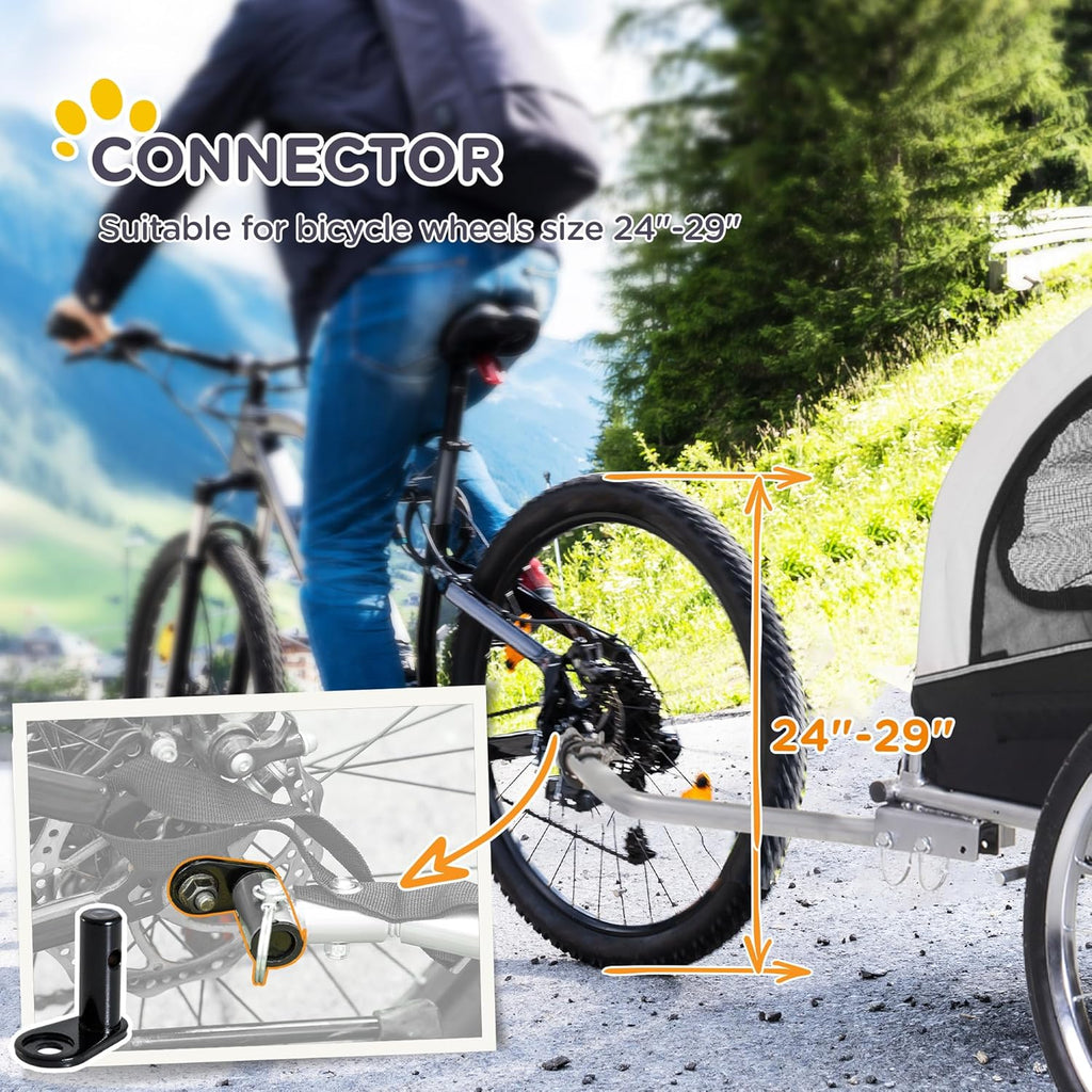 Aosom Dog Bike Trailer 2-in-1 Pet Stroller with Canopy and Storage Pockets