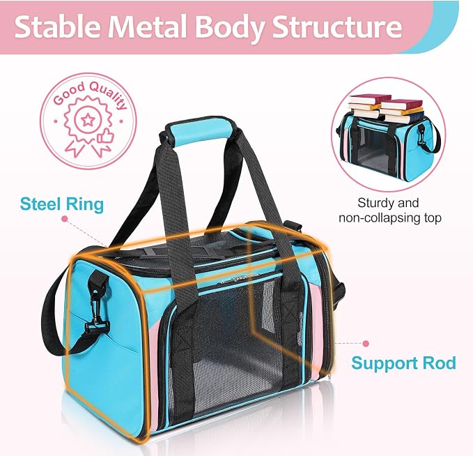 Discala Cat Dog Carrier Up to 15 Lbs TSA Airline Approved Pet Carrier - Image 7