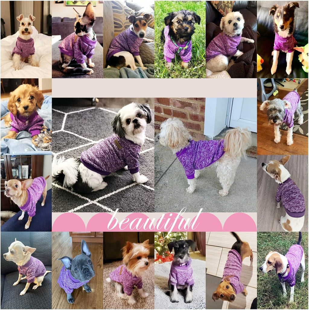 Jecikelon Dog Clothes Dogs Sweater Soft Puppies Clothing Winter Puppy Sweaters Warm Outfit for Dogs Small XXS XS Cat Apparel (Large, Purple)