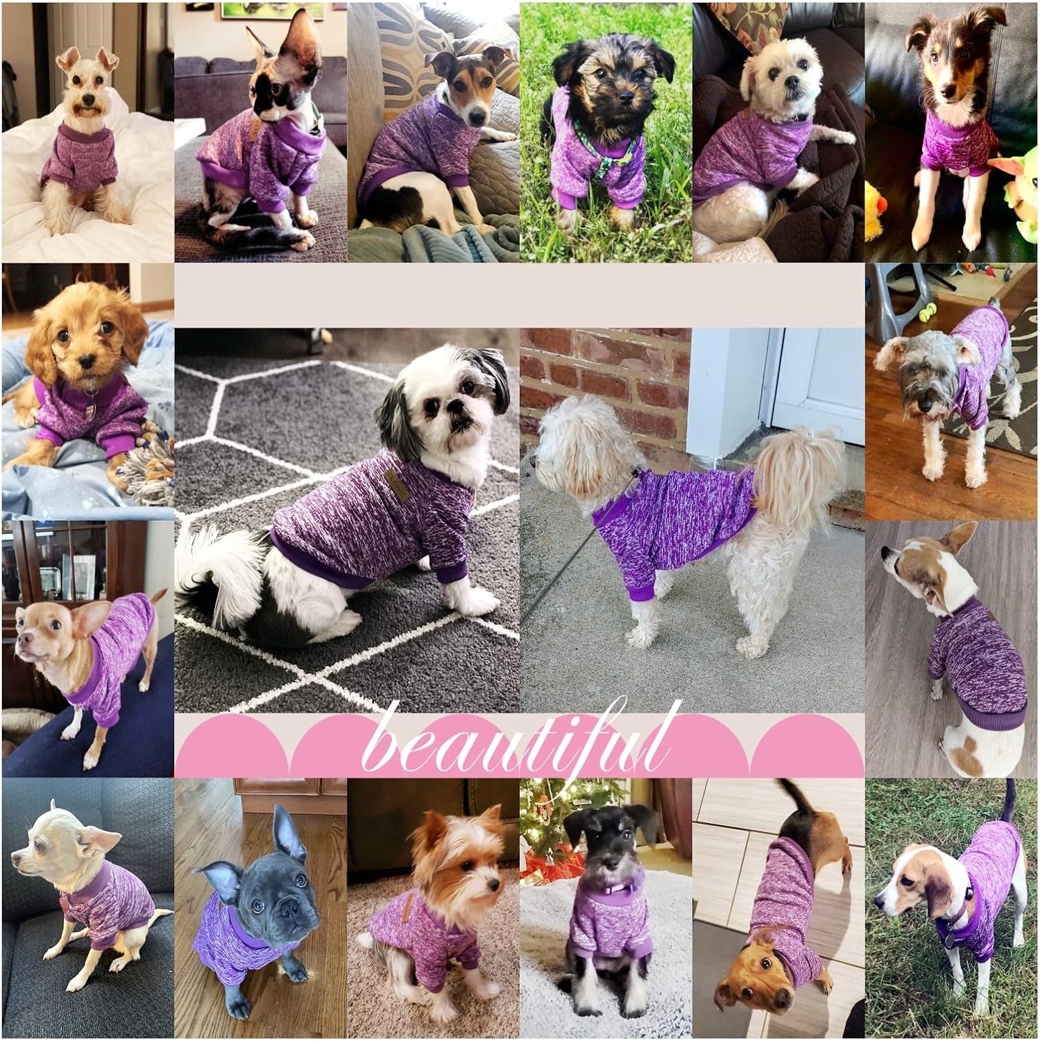 Jecikelon Dog Clothes Dogs Sweater Soft Puppies Clothing Winter Puppy Sweaters Warm Outfit for Dogs Small XXS XS Cat Apparel (Purple, S)