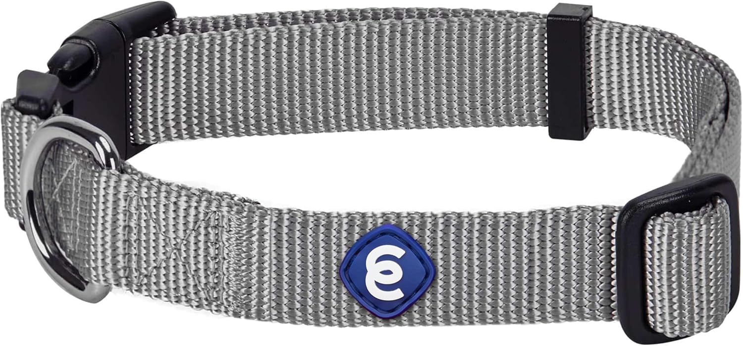 Blueberry Pet Essentials Large Flint Gray Adjustable Dog Collar for Large Dogs | Comfortable Nylon Stylish Collars for Large Dogs| Pet Safety & Quality