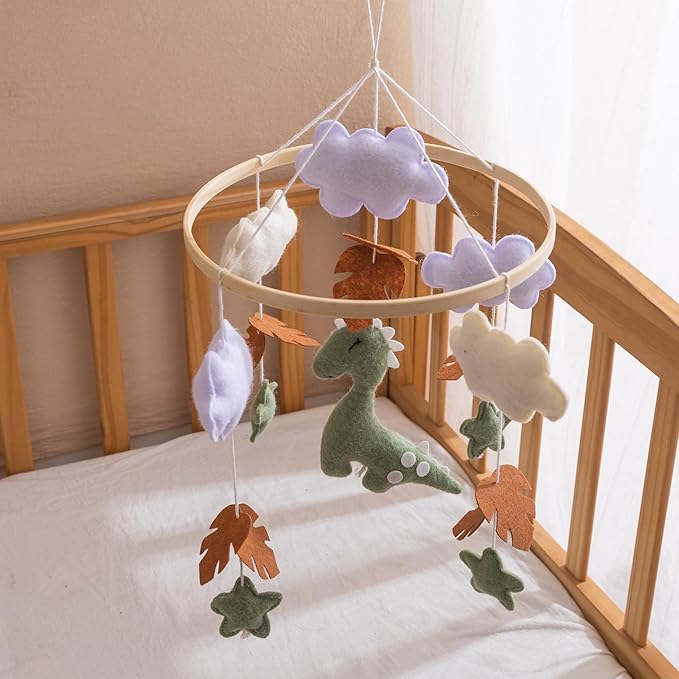 GOODMOM Dinosaur Baby Crib Mobile | Boys Nursery Decoration | Wooden Mobile for Crib | Dinosaur Nursery Mobile Theme | Newborn Baby Stuff | Baby Shower Gift for Boys & Girls | Easy Assembly & Durable