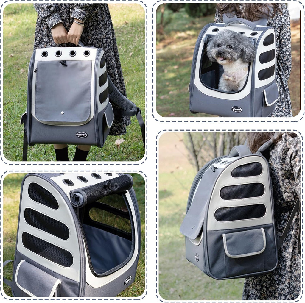 Dog Backpack, Ventilated Pet Hiking Backpack Travel Bag, Airline Approved Cat Backpack for Travel, Hiking, Outdoor Use(Blue)