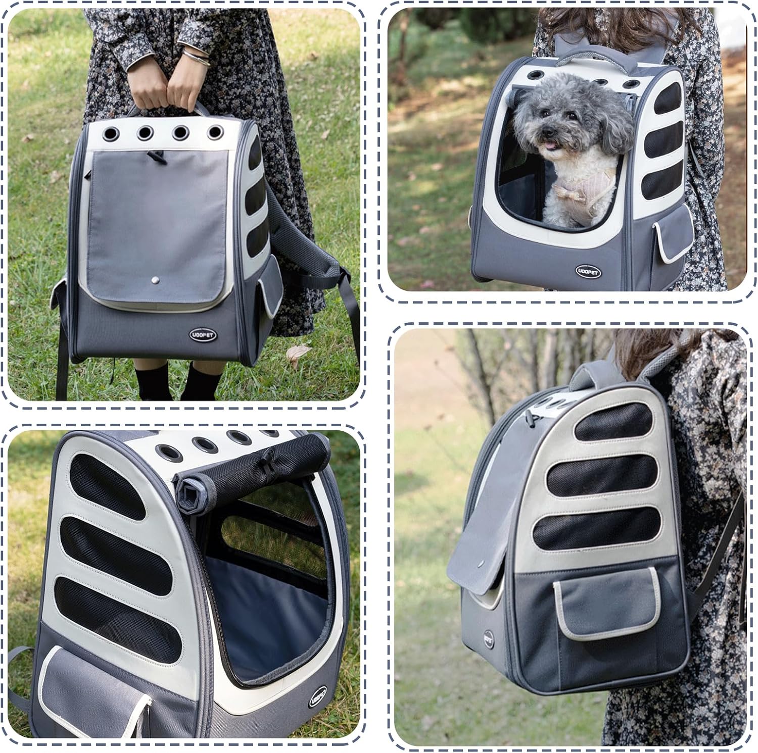Dog Backpack, Ventilated Pet Hiking Backpack Travel Bag, Airline Approved Cat Backpack for Travel, Hiking, Outdoor Use(Blue)