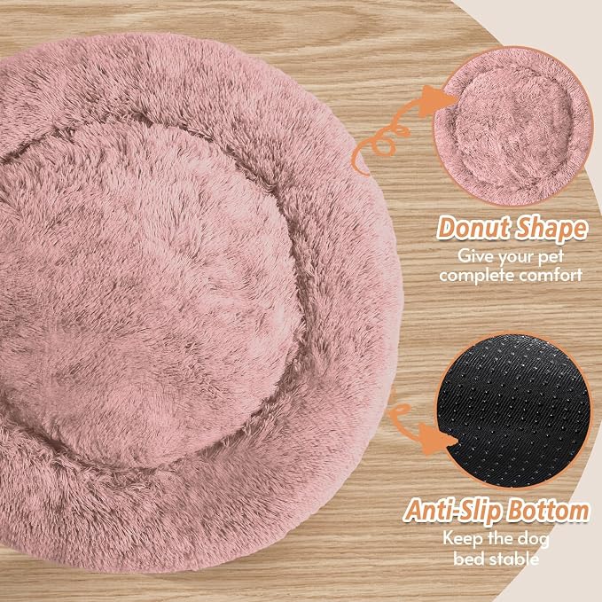 JOLLYVOGUE Calming Dog Beds Large Sized Dog, 36in Donut Washable Large Pet Bed - Image 3