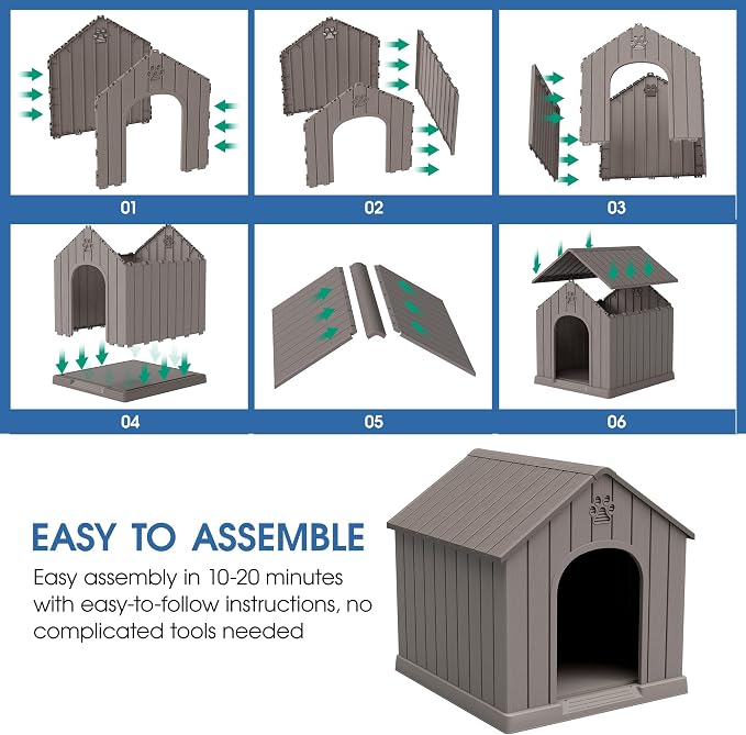 Fancyango Large Dog House Outdoor Indoor, Sturdy Plastic Waterproof Doghouse - Image 5