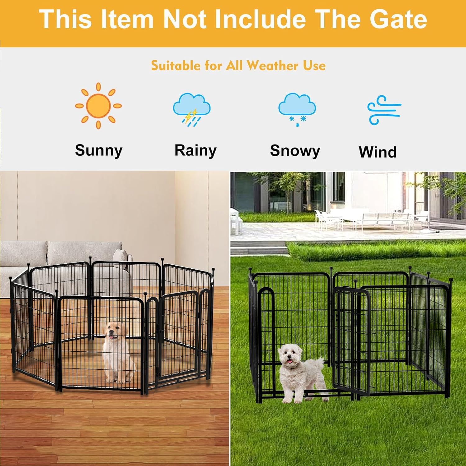 Garden Fence 40 Inch 14 Panels Without Gate, Total 31 Ft(L) Garden Fence for Yard and Dog, Black Dog Pen Wide Door, Metal Dog Pen Heavy Duty Pet Puppy Exercise Pen for Rv Camping