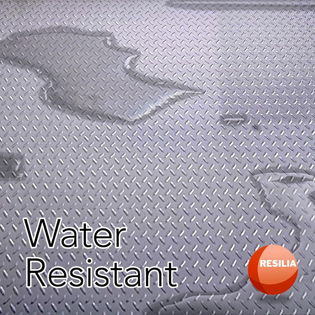RESILIA Heavy Duty Garage Floor Runner & Protector Mat - Slip Resistant Diamond Plate PVC Mats - Water, Spill, & Stain Resistant, Silver (4 feet x 20 feet)