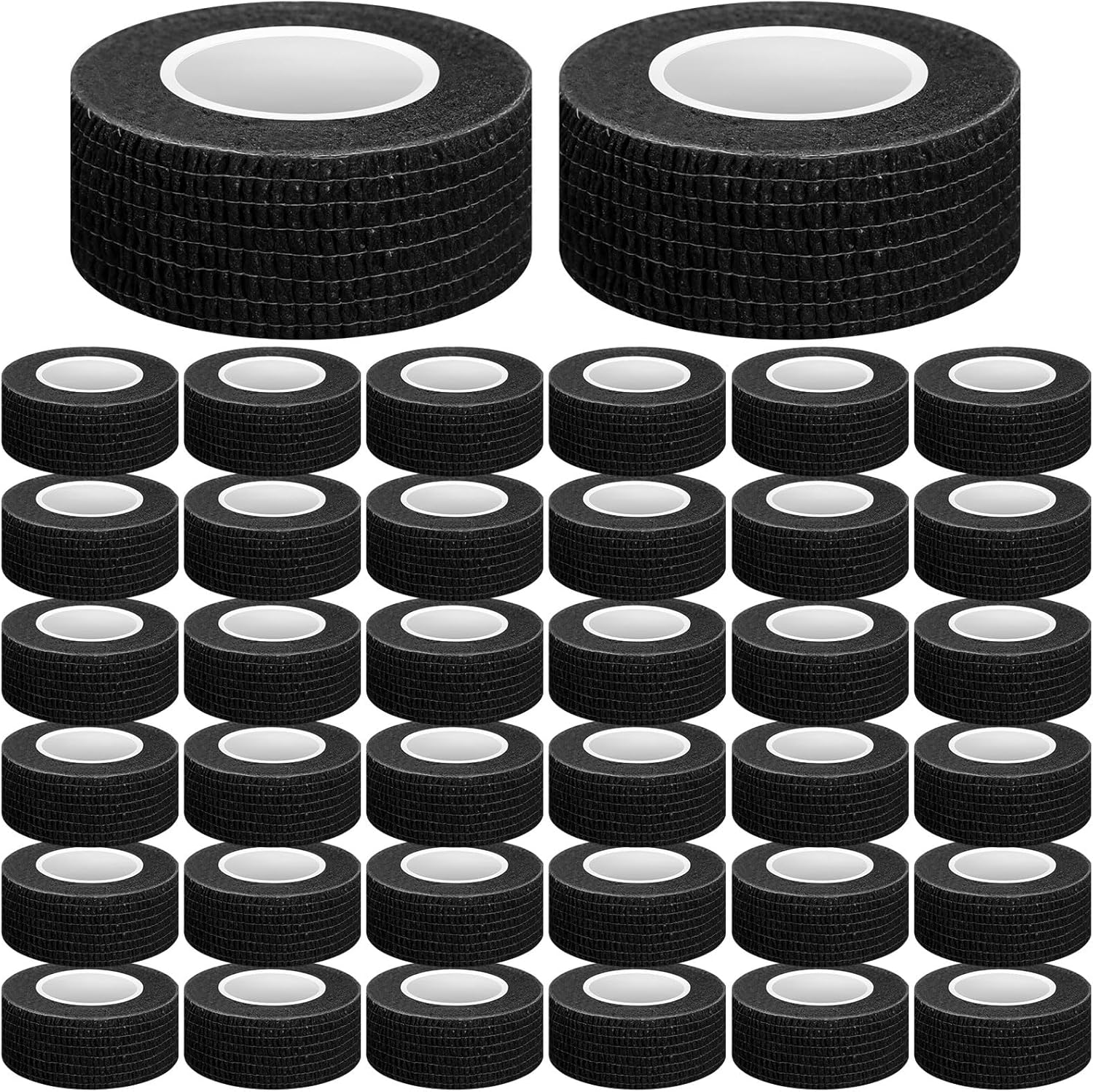 Treela 36 Pcs Self Adherent Bandage 1" X 5 Yard Wrap Breathable Cohesive Bandage Elastic Adhesive Tape for Stretch Athletic Sports Wrist Ankle(Black)