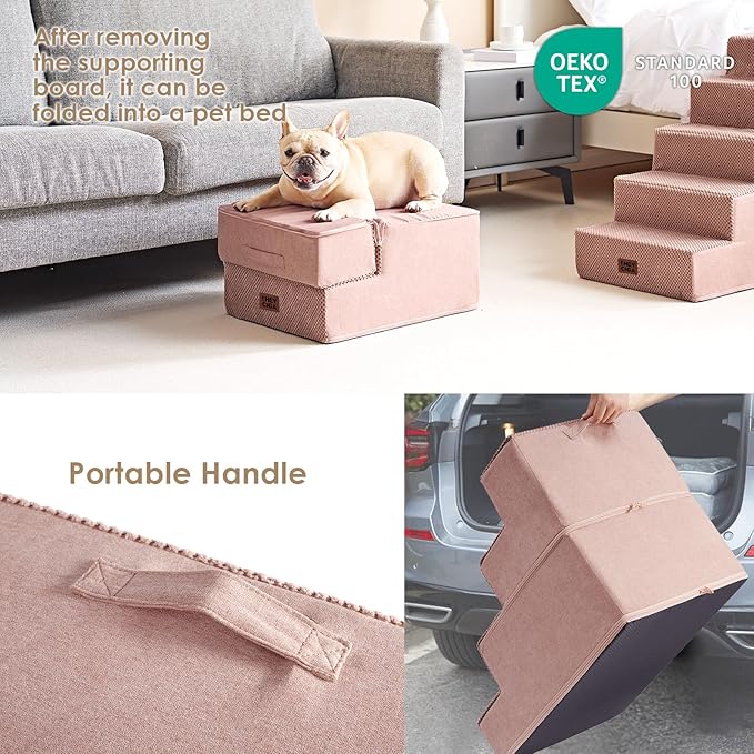 EHEYCIGA Dog Stairs for Small Dogs 13.5" H, 3-Step Dog Steps for Couch Sofa and - Image 5