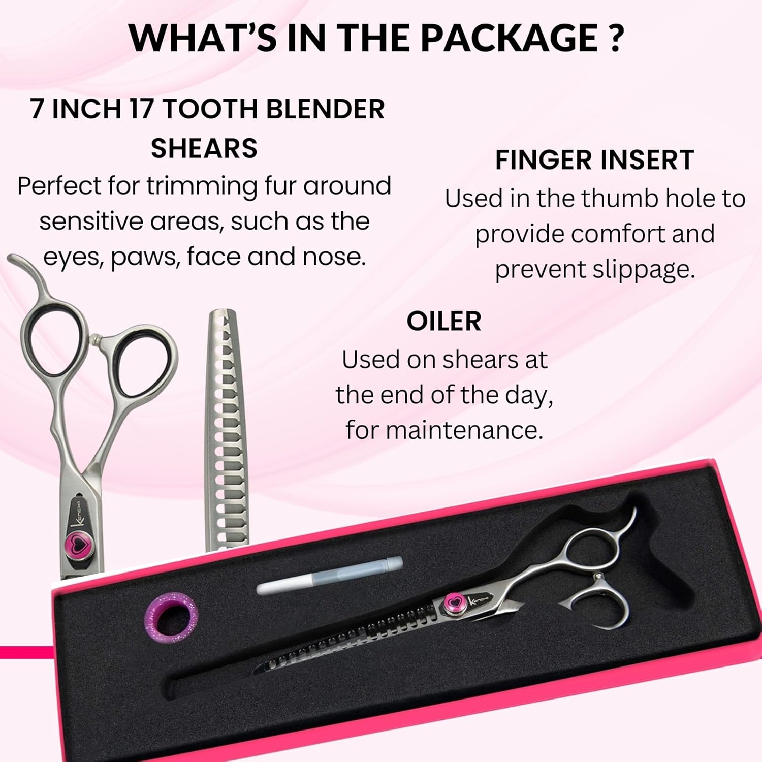 Kenchii Love Dog Grooming Scissors, 17 Tooth Thinning Shears, Dog Scissors for Grooming, Professional Pet Grooming Scissors, Heavy Duty, Durable and Sharp
