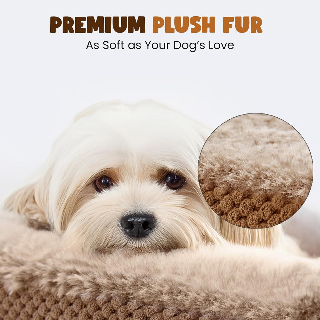 XXL Dog Bed for Extra Large Dogs – Orthopedic Egg Crate Foam Couch with Bolster, 4.7-inch Thick, Washable Removable Cover, Plush Sofa Pet Bed, XLarge Sized, 52"x40", Camel