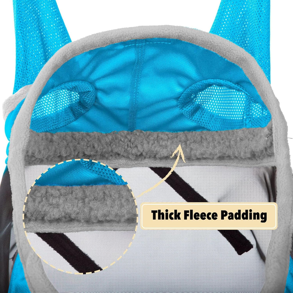 Harrison Howard Pro Luminous Horse Fly Mask Standard with Ears UV Protection for Horse Azure Blue/Silver Large Full Size