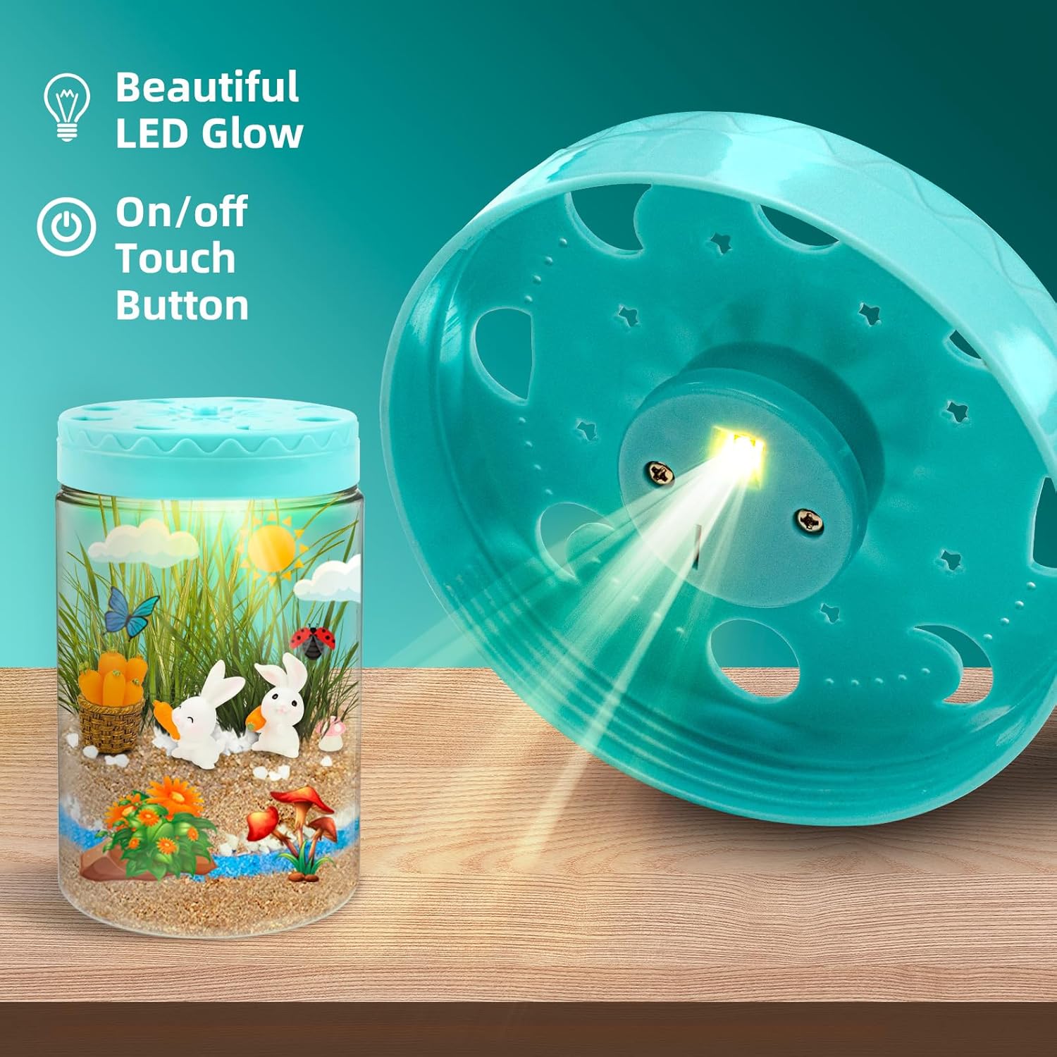 Easter Light Up Bunny Terrarium Kit for Kids,Rabbit Gardening Kit for Boys Girls,DIY Creative STEM Science Kits Educational Toy, Arts Crafts Activity, Birthday Gifts for Ages 4 5 6 7 8-12