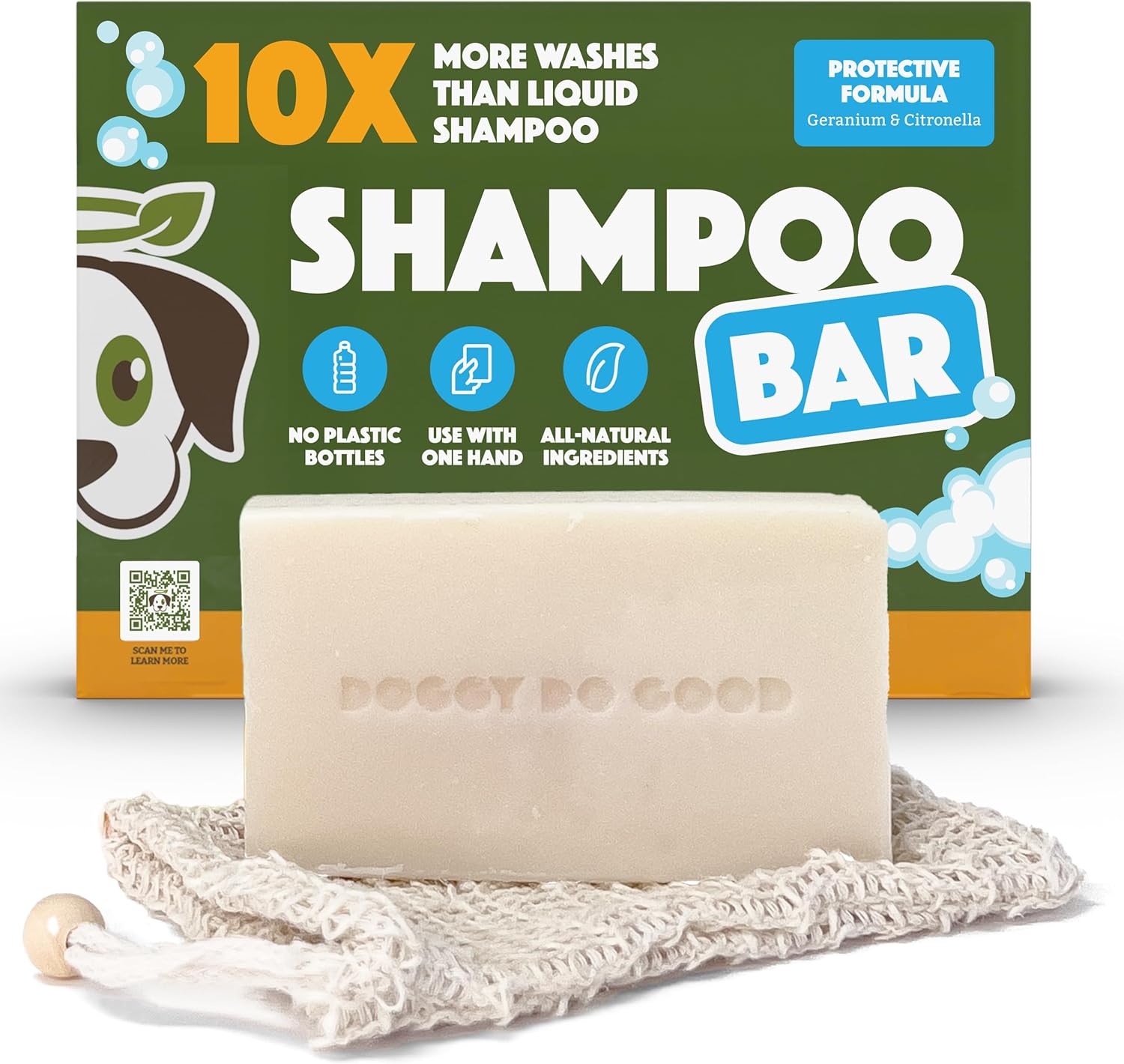 Doggy Do Good Deshedding Dog Shampoo Bar, Dog Soap Bar, Geranium & Citronella Shampoo for Dogs, Natural Dog Shampoo for Shedding Control, Hypoallergenic, Healthy Coat, Equals 30 oz Shampoo