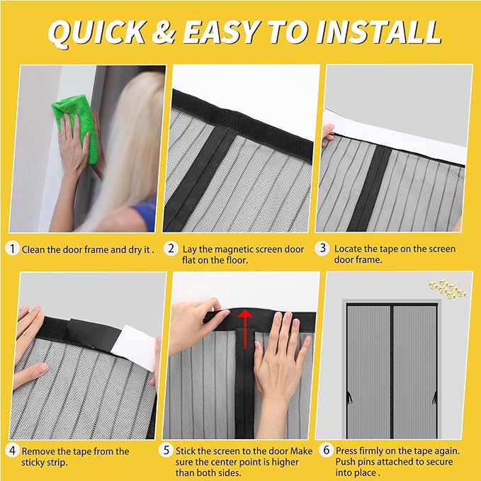 Magnetic Screen Door for 48 x 80 Inch French Door, Screen Itself Size: 50" x 81" - Image 6