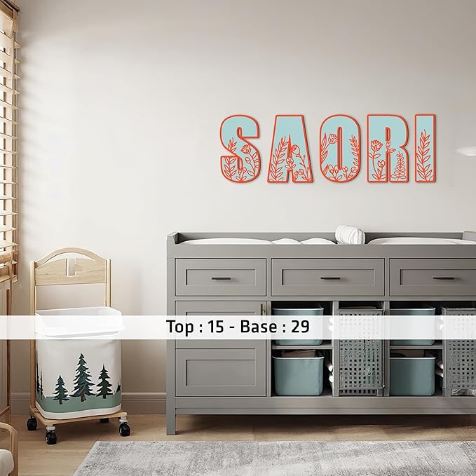 Name Sign For Nursery, Boho Nursery Sign, Family Name Signs, 3D Wall Art for Children & Kids Rooms, Baby Shower, First birthday gift (Floral)