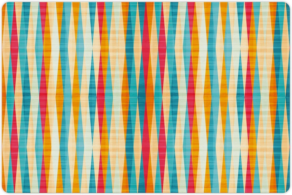 Lunarable Abstract Pet Mat for Food and Water, Colorful Formless Vertical Bands Contrast Tones Spectrum Design, Non-Slip Rubber Mat for Dogs and Cats, 18" X 12", Marigold Peach