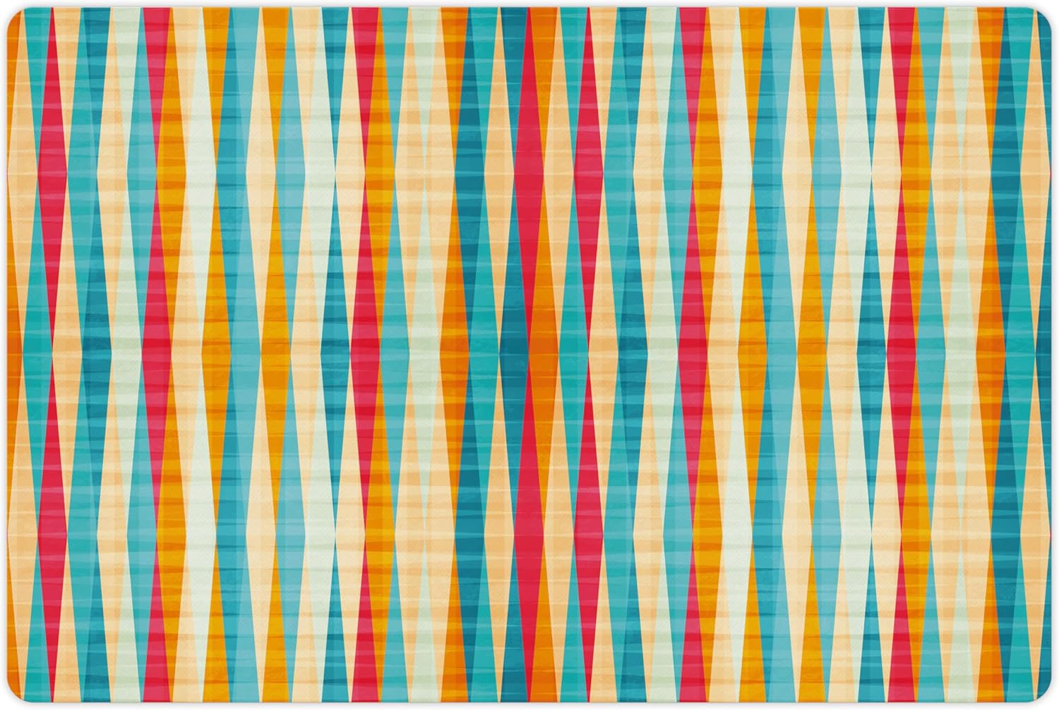 Lunarable Abstract Pet Mat for Food and Water, Colorful Formless Vertical Bands Contrast Tones Spectrum Design, Non-Slip Rubber Mat for Dogs and Cats, 18" X 12", Marigold Peach